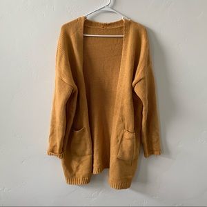 Oversized mustard knit cardigan